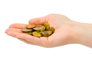 Hand with coins