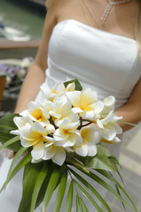 Bride holding wedding bouquet