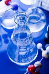 Blue chemistry vials