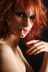 Fototapeta premium snoking woman