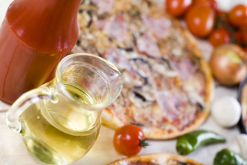 Supreme pizza in pan