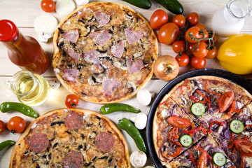 Supreme pizza in pan