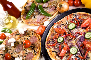 Supreme pizza in pan