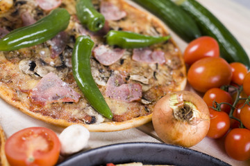 Supreme pizza in pan