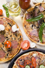 Vegetables with a pizza