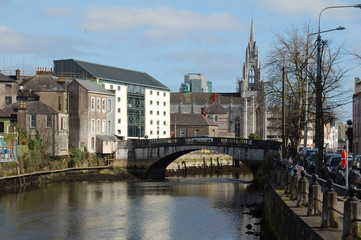 View to Cork city, in background cathedral