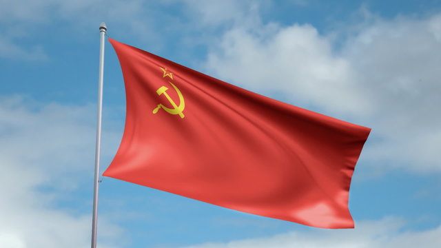 HD 1080p flag of Soviet Union. Seamless loop.