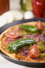 Supreme pizza in pan