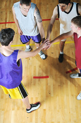 Naklejka premium basket ball game player at sport hall