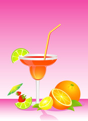Fruits cocktail with fruits