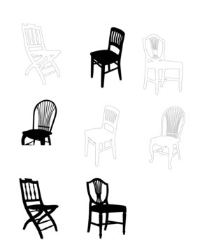 set of antique furniture vector illustration, chairs