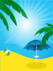 tropical beach and parasol
