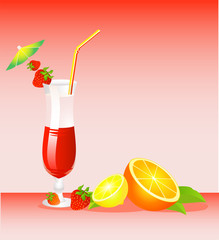 Fruits cocktail with fruits