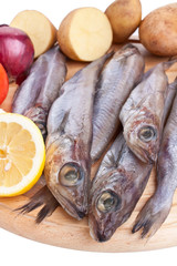 raw fish and vegetables