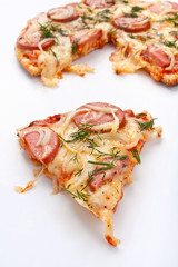 sliced sausage and onion pizza