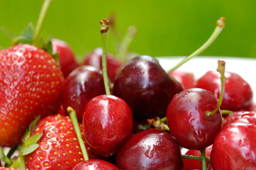 Fresh Strawberries and Cherries