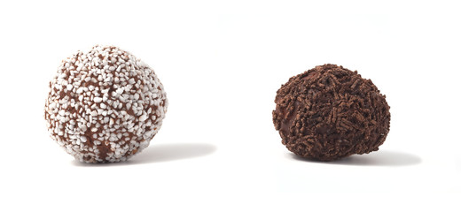 Delicious chocolate balls with crushed loaf sugar and sprinkles.