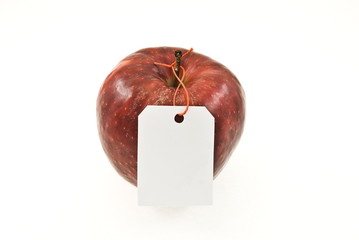Red apple with tag