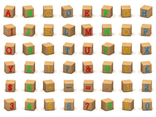 Child's Building Block Alphabet Set - Different Angles