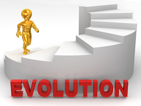 Men on stairs. 3d Evolution