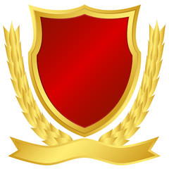 Award shield and laurel wreath