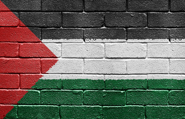 Flag of Palestine on brick wall