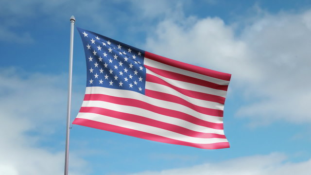 HD 1080p flag of USA. Seamless loop.