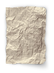Rumpled wood paper on white background and place for your text