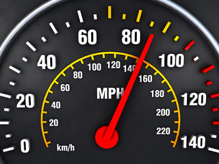 speedometer close up with vibrant colors