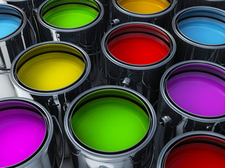 vibrant colors paint cans assortment