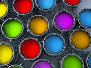 vibrant colors paint cans assortment