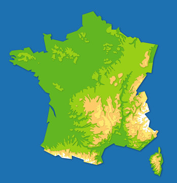 Carte du relief de la france = France map
