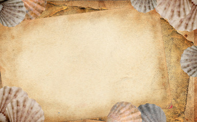 Retro paper and shells background
