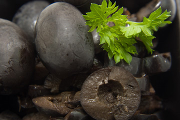 black olives in closeup