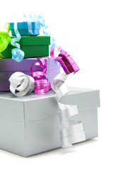 Colorful gifts isolated on white background