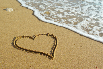 Heart on beach