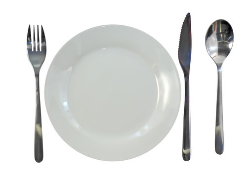 Table appointments(arrangement) of flatware.Isolated