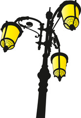 Fototapeta na wymiar Lighted street lamp