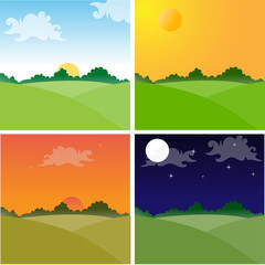 Landcapes showing day cycle