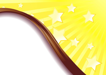 Beautiful yellow advertisement with stars flying; clip-art