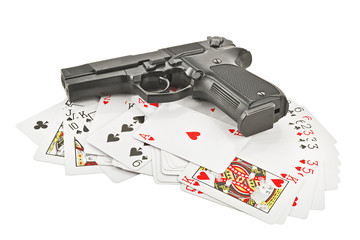 The weapon on playing cards