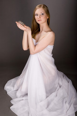 lovely girl  with  crystal  flower