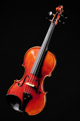 Fototapeta na wymiar Violin viola fiddle Isolated on Black