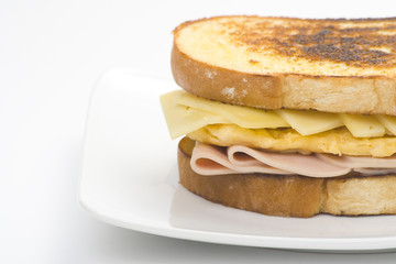 tasty sandwich of ham and cheese omelet