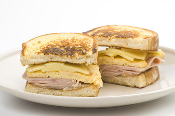 tasty sandwich of ham and cheese omelet