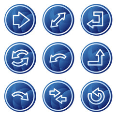 Arrows web icons, blue circle buttons series