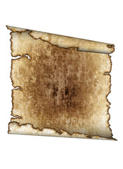 Old rough antique parchment paper scroll, texture background iso