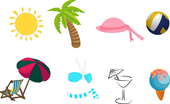 summer icons set