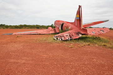 Old crashed plane in Canaima national park, Venezuela
