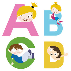 boy and girl with alphabet